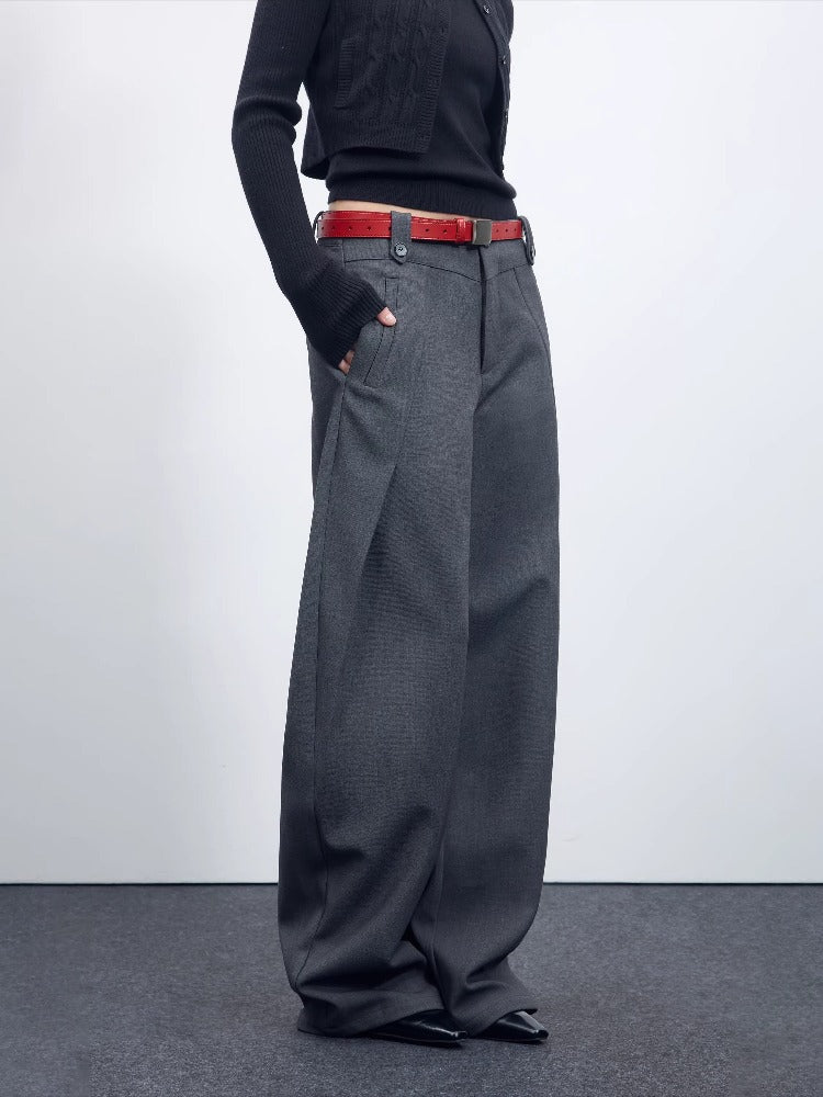 Wool Blend Curve Trousers
