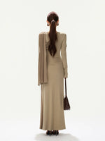 Shoulder Ribbon Knit Dress