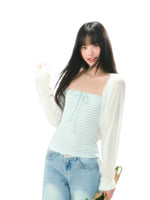 Striped Tube Cardigan Set