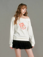 Lace Puppy Print Sweatshirt