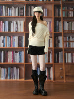 Off-Shoulder Cable Knit Sweater