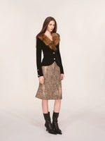 Vintage Faux Fur Collar Cardigan