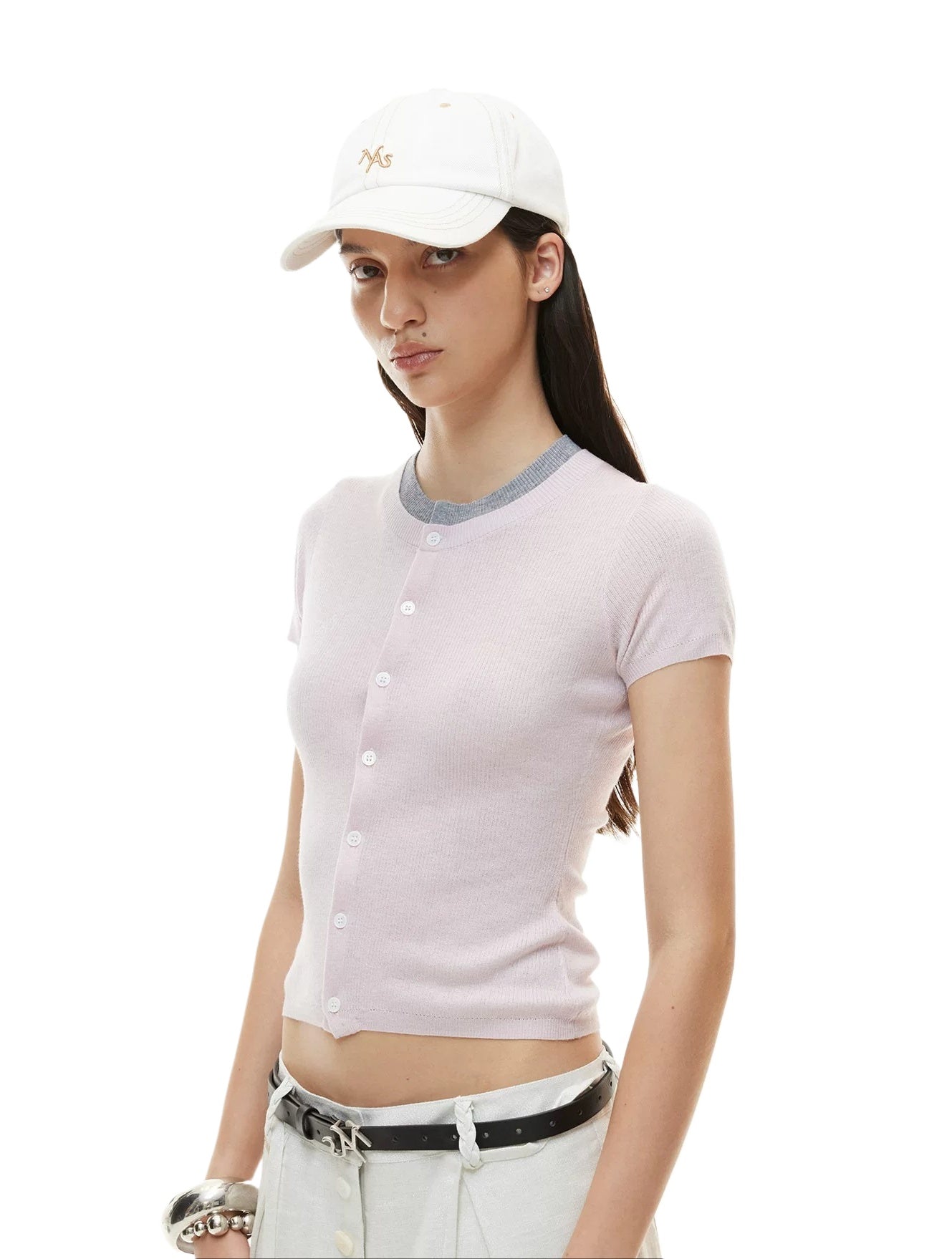 Contrast Collar Knit Tee