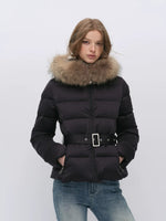 Fur Collar Belted Down Jacket
