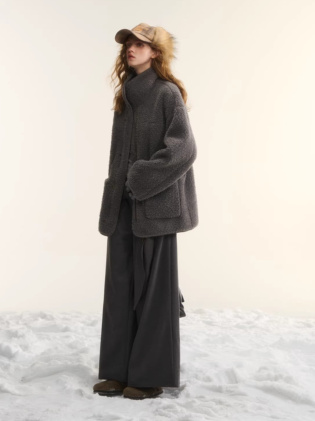 Reversible Shearling Suede Drawstring Jacket