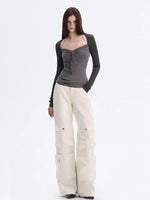 Layered Contrast Knit Top