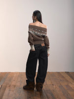 Fair Isle Color-Blocked Wool Blend Knit Top
