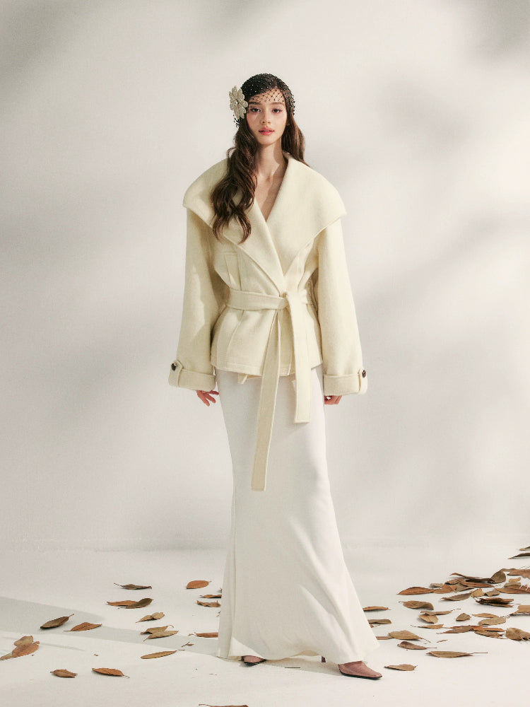 Wool Short Wrap Coat