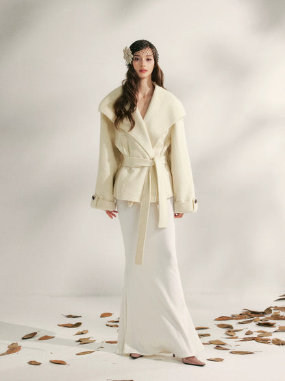 Wool Short Wrap Coat