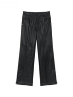 Paneled Faux Leather Wide-Leg Pants