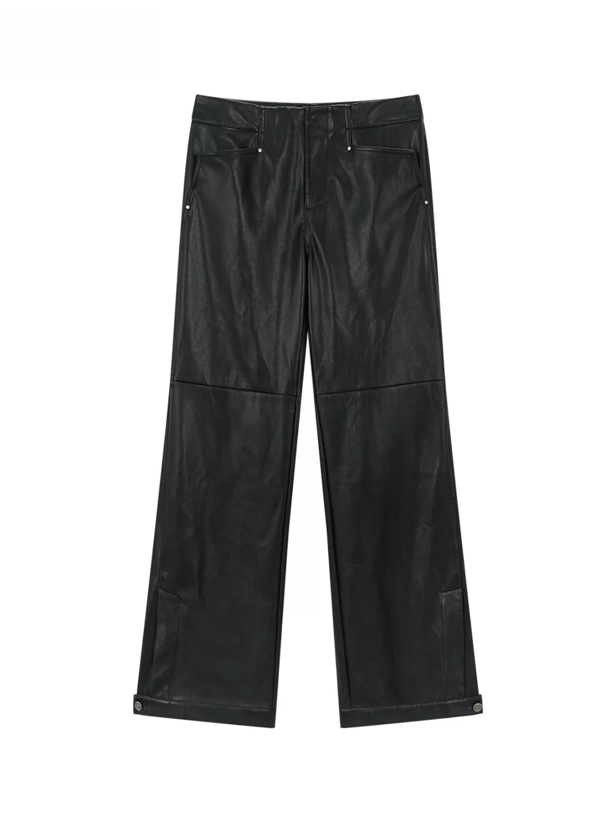 Paneled Faux Leather Wide-Leg Pants