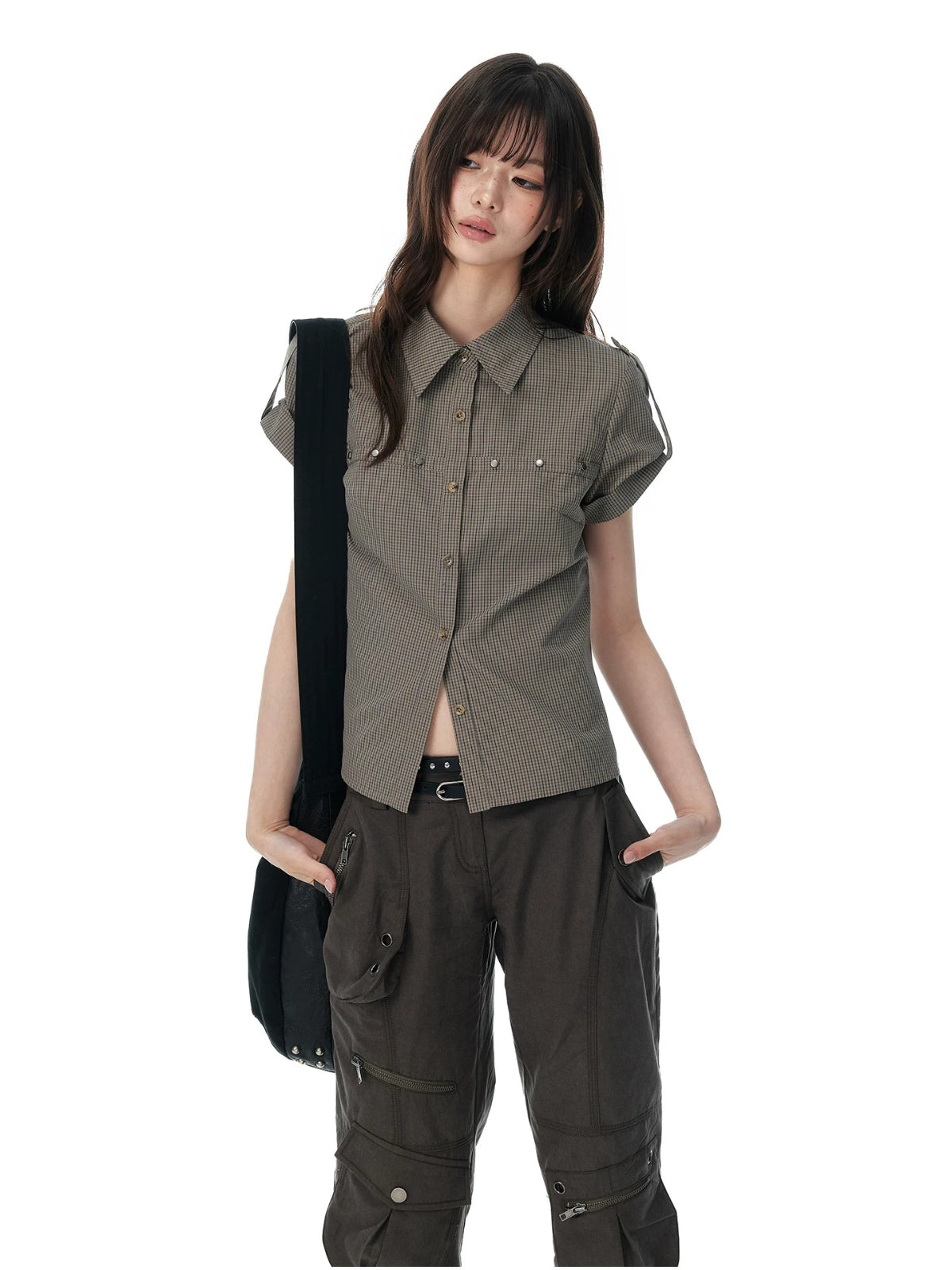 Vintage Rivet Plaid Fitted Shirt