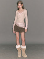 High-Waisted Wool Blend Shorts