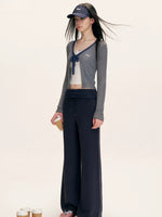 Textured Stripe V-neck Cardigan