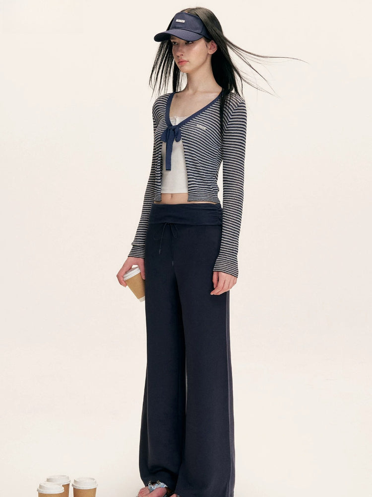 Textured Stripe V-neck Cardigan