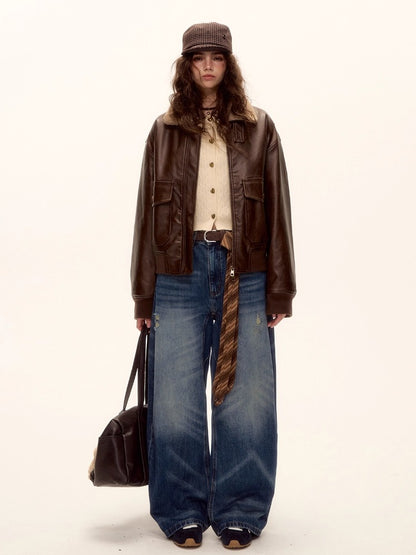 Fur-Collar Vegan-Leather Jacket