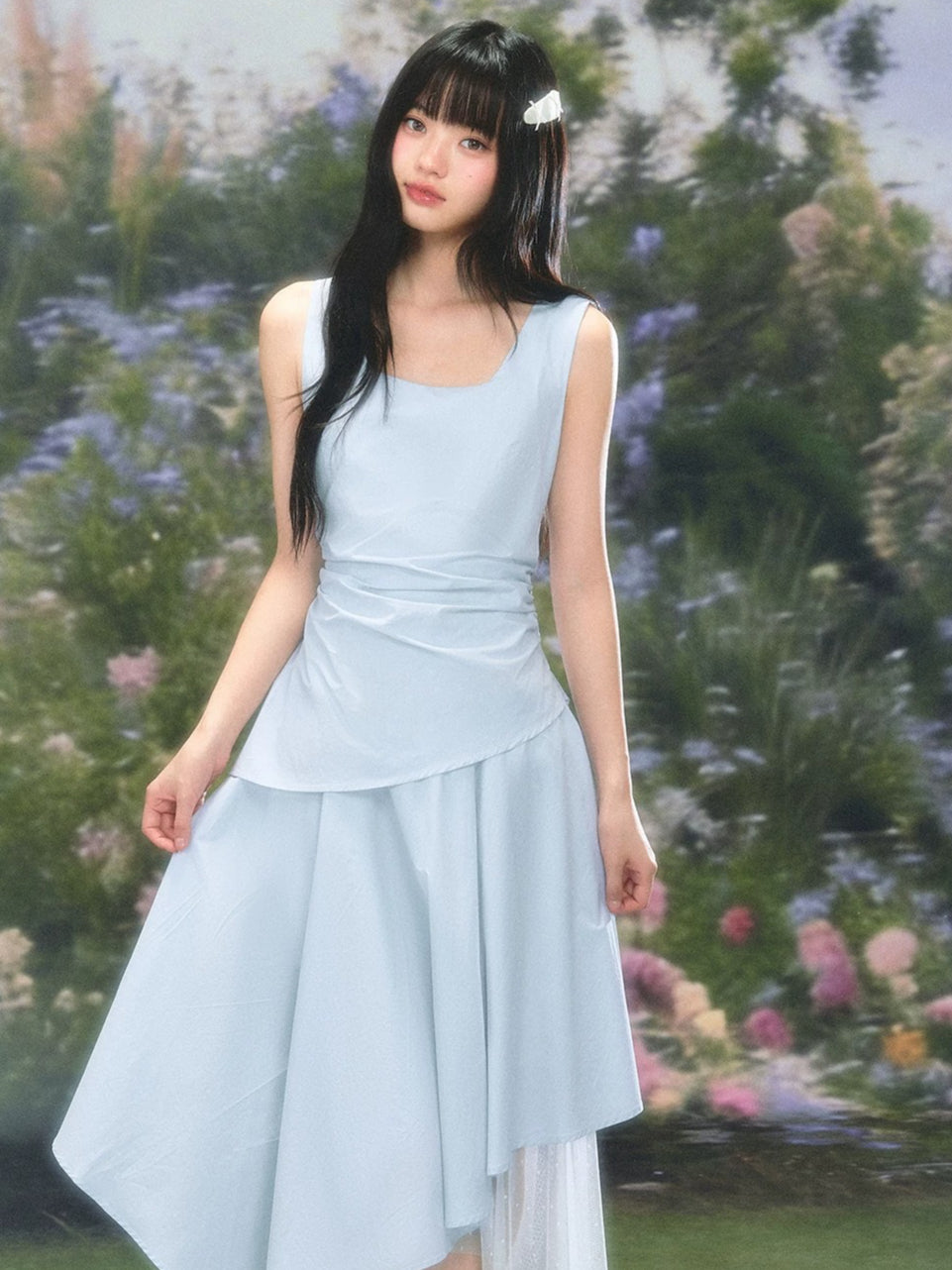 Asymmetrical Square-neck Dress