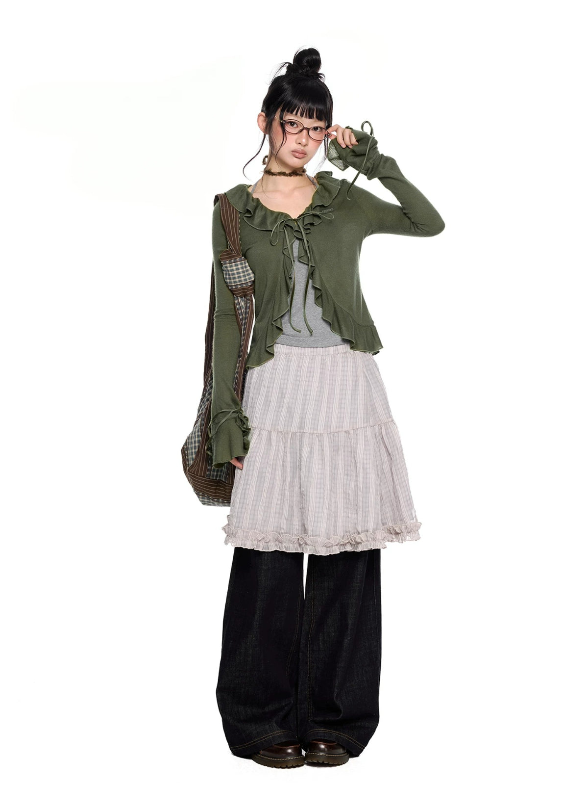 Plaid Bubble Chiffon Skirt