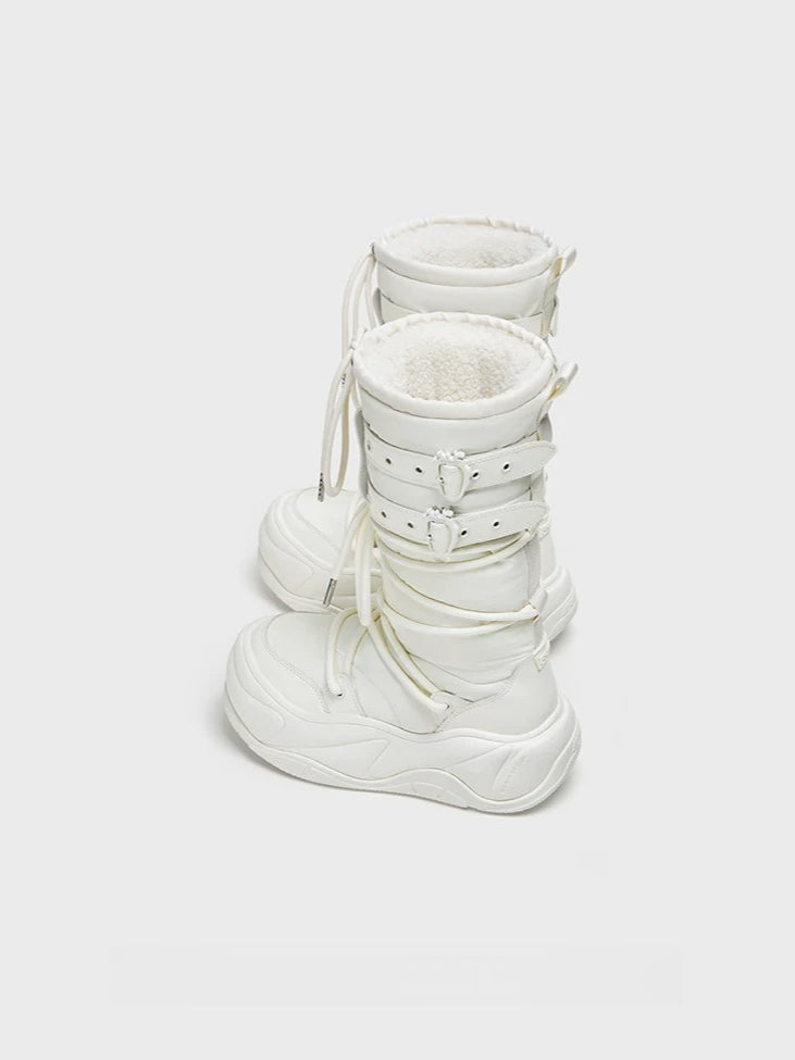 Fleece Platform Snow Boots