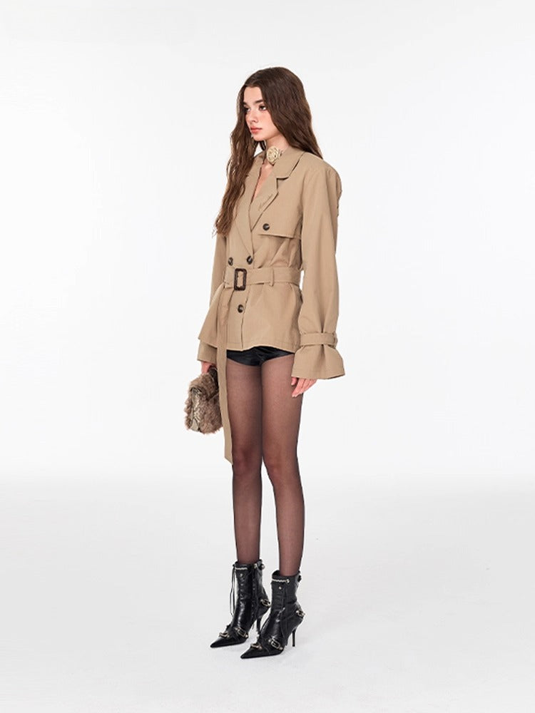 Oversized Double-Breasted Midi Trench Coat