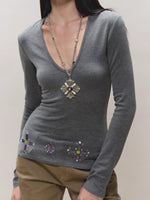Gem-Detail Two-Piece Knit Set