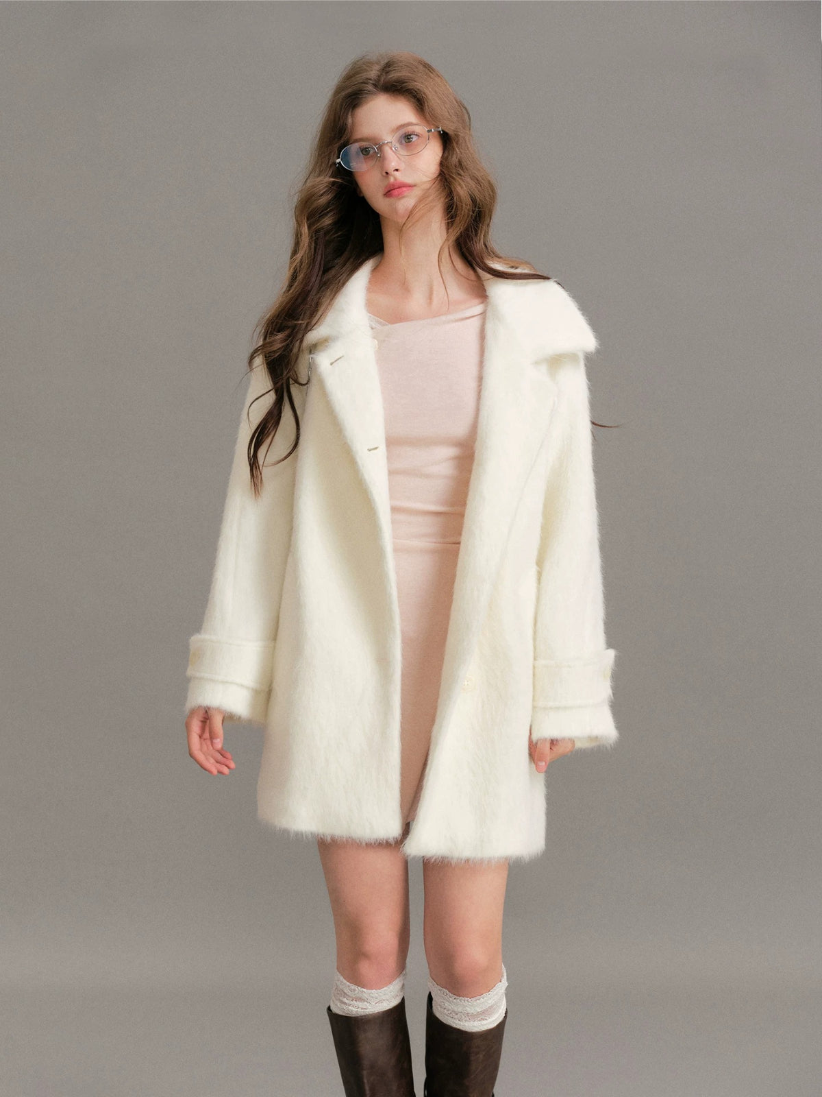 Faux Mink Relaxed Lapel Coat