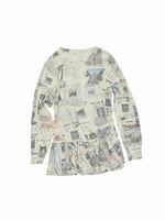 Cat Newspaper Ruffle Waffle Dress