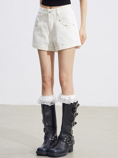 Star Stud Denim Shorts