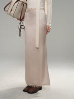 Lace Satin Midi Skirt