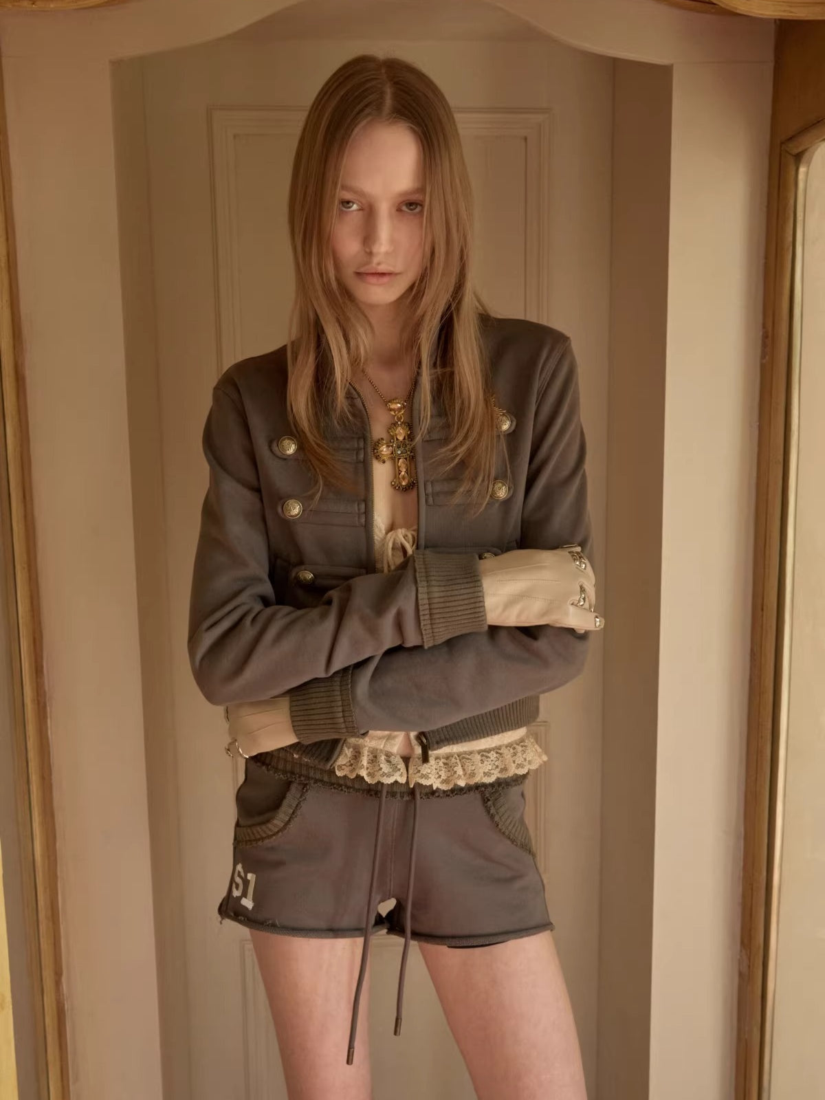 Bone Embroidery Sweat Shorts