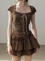 Lace Pleated Mini Dress