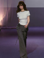 Layered Pleated Panel Straight Pants