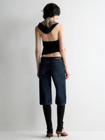 Ultra-Low Waist Straight-Leg Bermuda Jeans