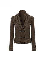 V-neck Double-breasted Knit Sweater
