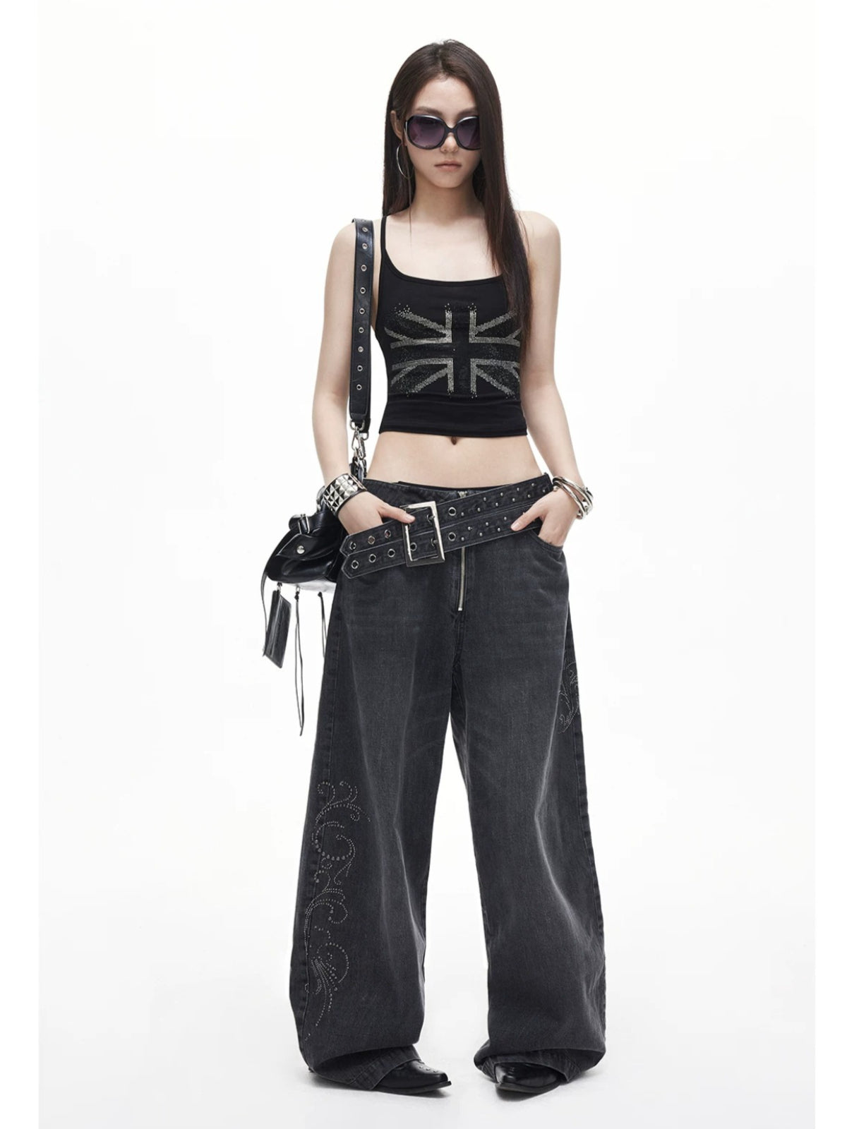 Cross Backless Rhinestone Tank Top
