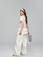 Floral Drawstring Pocket Multi-Layered Cake Skirt