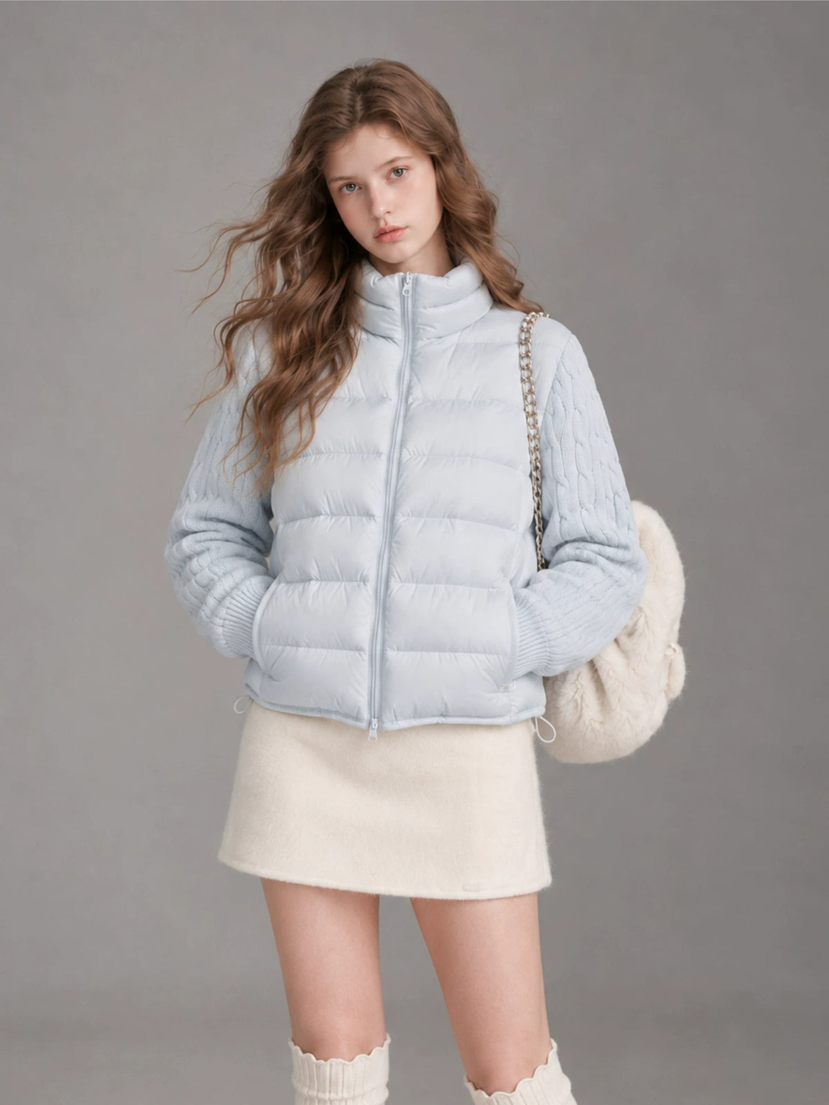 Duck Down Quilted Knit Puffer Jacket