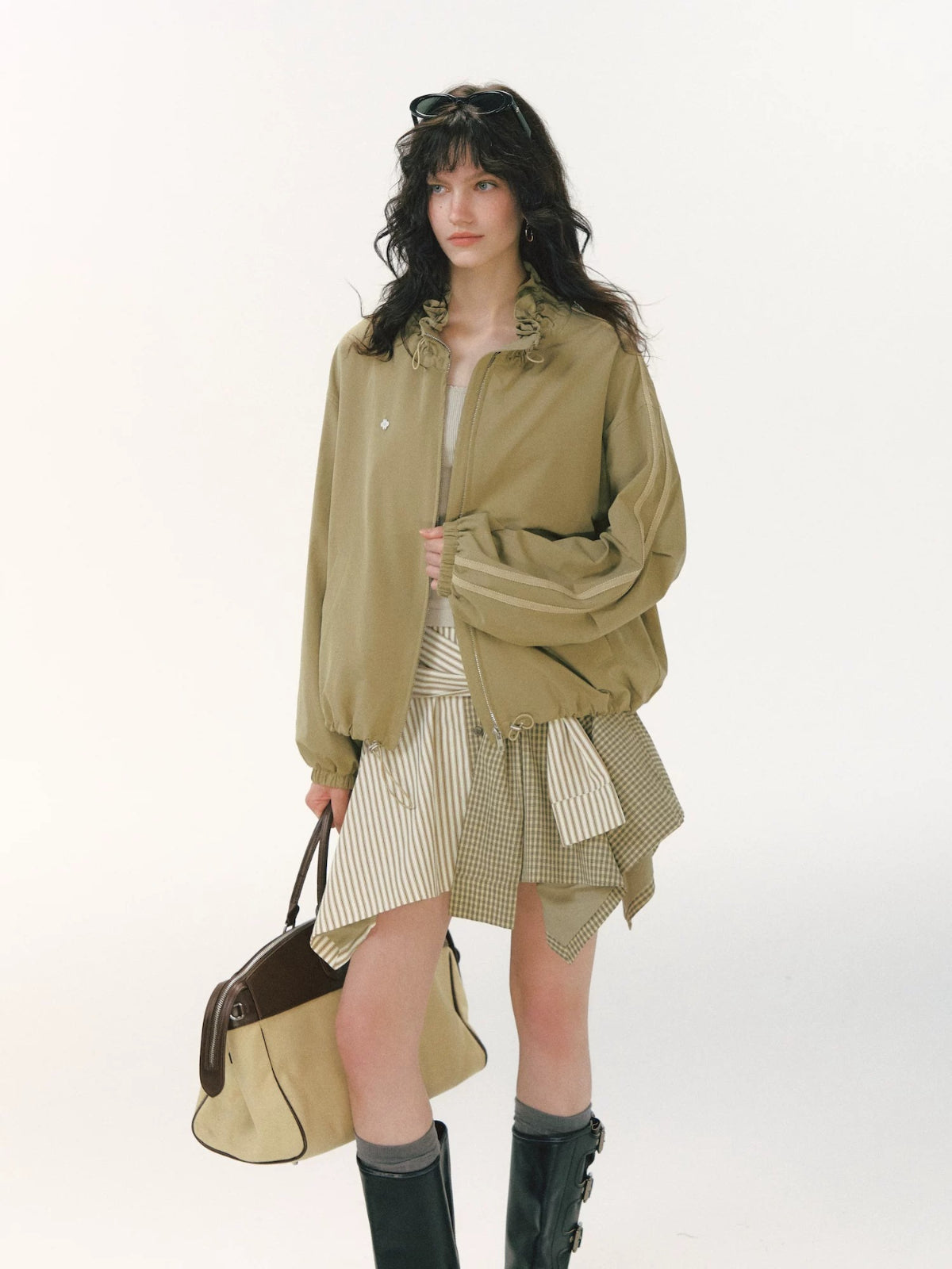Ribbon Ruffle Drawstring Jacket