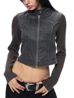 Vintage Stand Collar Utility Jacket