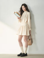 Mock Neck Lace Trim Dress