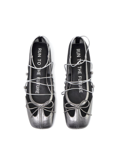 Sheepskin Microfiber Mesh Strap Mary Jane Flats