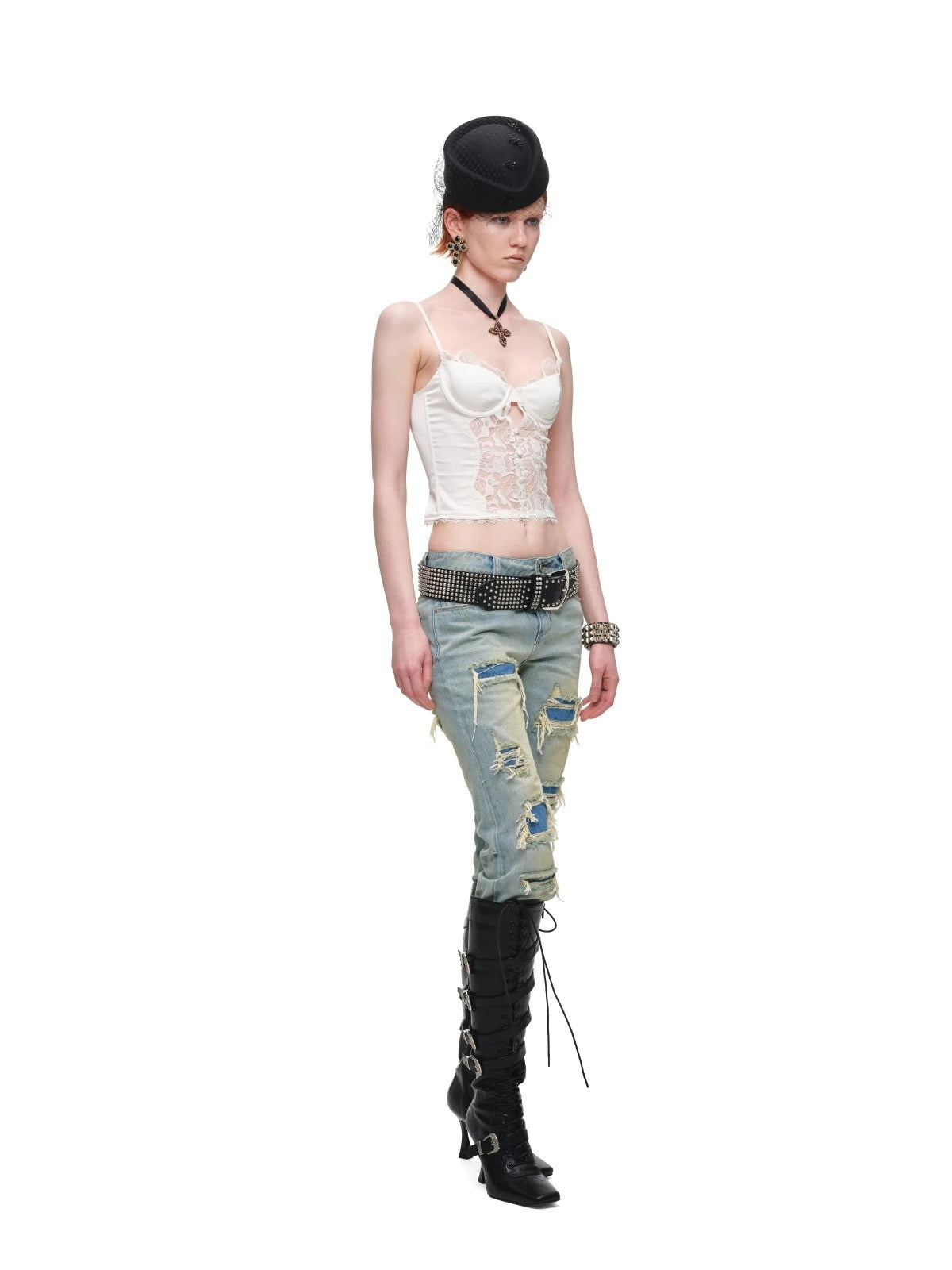 Distressed Slim Straight Jeans