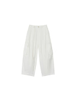 Wide-Leg Beaded Cargo Large Pockets Pants