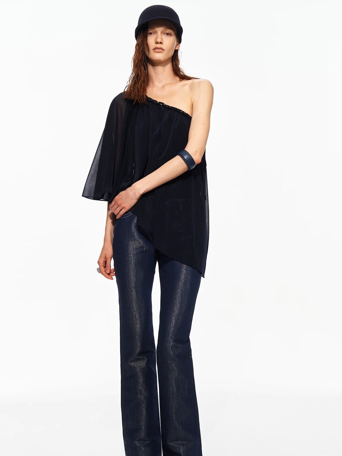 Chain One-Shoulder Cape