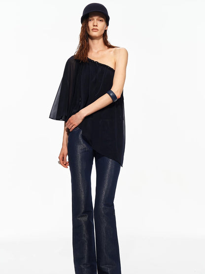 Chain One-Shoulder Cape