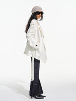 Draped Collar Belted Trench Coat