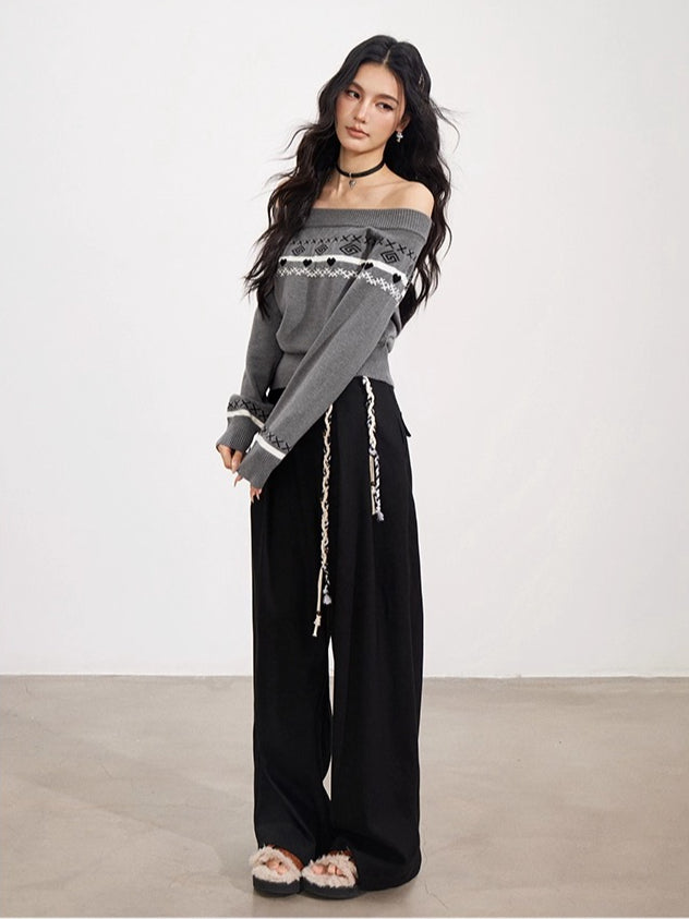 Fair Isle Off-Shoulder Sweater