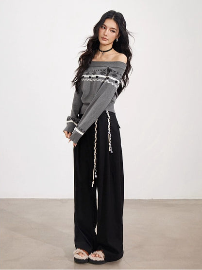 Fair Isle Off-Shoulder Sweater