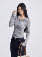 Beige & Gray Lace Hooded Tee