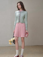 Mint & Strawberry Check Halter Dress